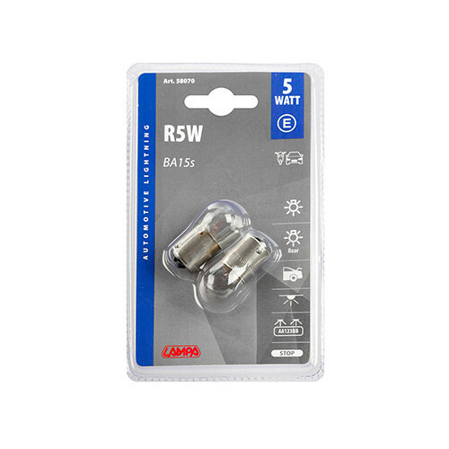 Lampa Enkel filament lamp, 12V 5W, BA15s, 2 stuks, Blister