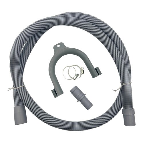 Fixem Fixem afvoerslang 1,5m wasmachine vaatwasser, geschikt voor 19mm 21mm ssnsluitingen - verlengslang afvoer slang met bocht en klemmen en verleng adapter - Geschikt voor alle merken