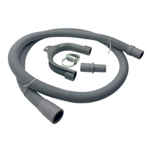 Fixem Fixem afvoerslang 1,5m wasmachine vaatwasser, geschikt voor 19mm 21mm ssnsluitingen - verlengslang afvoer slang met bocht en klemmen en verleng adapter - Geschikt voor alle merken