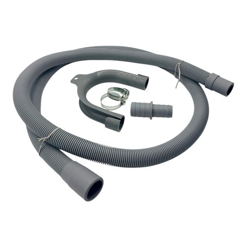 Fixem Fixem afvoerslang 1,5m wasmachine vaatwasser, geschikt voor 19mm 21mm ssnsluitingen - verlengslang afvoer slang met bocht en klemmen en verleng adapter - Geschikt voor alle merken