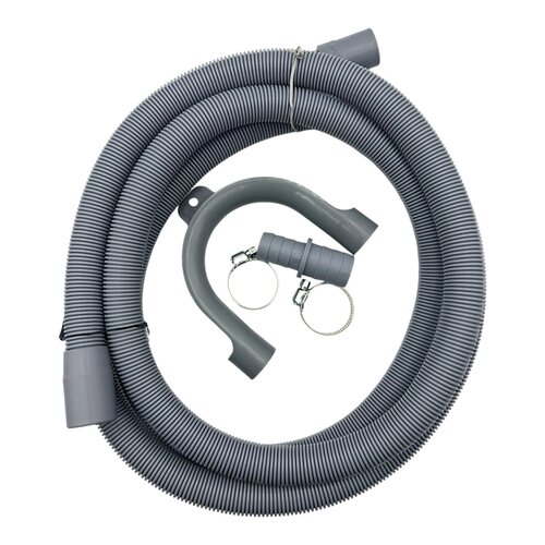 Fixem Fixem afvoerslang 2,5m wasmachine vaatwasser, geschikt voor 19mm 21mm aansluitingen - verlengslang afvoer slang met bocht en klemmen en verleng adapter - Geschikt voor alle merken