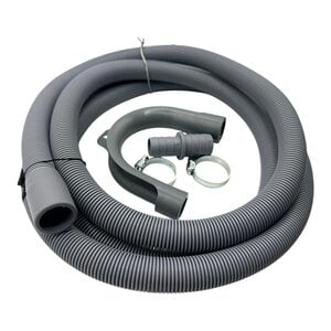 Fixem Fixem afvoerslang 2,5m wasmachine vaatwasser, geschikt voor 19mm 21mm aansluitingen - verlengslang afvoer slang met bocht en klemmen en verleng adapter - Geschikt voor alle merken