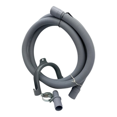 Fixem Fixem afvoerslang 2,5m wasmachine vaatwasser, geschikt voor 19mm 21mm aansluitingen - verlengslang afvoer slang met bocht en klemmen en verleng adapter - Geschikt voor alle merken