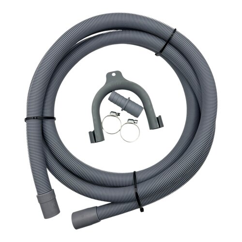 Fixem Fixem afvoerslang 3,5m wasmachine vaatwasser, geschikt voor 19mm 21mm aansluitingen - verlengslang afvoerslang met bocht en klemmen en verleng adapter - Geschikt voor alle merken