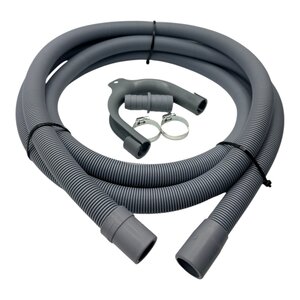 Fixem Fixem afvoerslang 3,5m wasmachine vaatwasser, geschikt voor 19mm 21mm aansluitingen - verlengslang afvoerslang met bocht en klemmen en verleng adapter - Geschikt voor alle merken