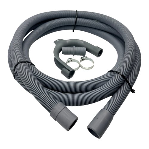Fixem Fixem afvoerslang 3,5m wasmachine vaatwasser, geschikt voor 19mm 21mm aansluitingen - verlengslang afvoerslang met bocht en klemmen en verleng adapter - Geschikt voor alle merken