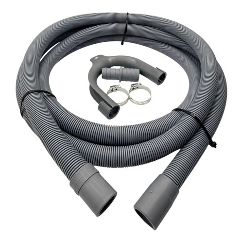 Fixem Fixem afvoerslang 3,5m wasmachine vaatwasser, geschikt voor 19mm 21mm aansluitingen - verlengslang afvoerslang met bocht en klemmen en verleng adapter - Geschikt voor alle merken
