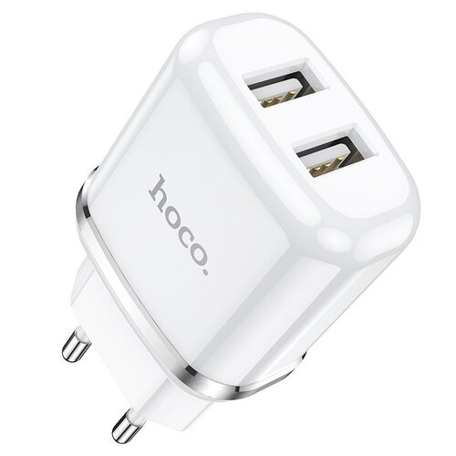 Hoco Hoco N4 USB oplader 2 poorten 2.4A wit - dual charger EU stekker snellader telefoon tablet