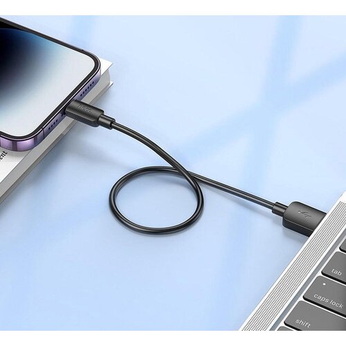 SecondLife Inkjets Hoco X96 Lightning kabel 0,25m zwart, geschikt voor iPhone iPad - USB naar Lightning laadkabel 12W 2,4A kort