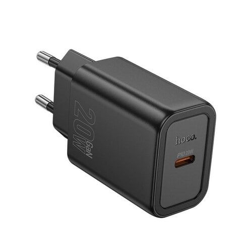 Hoco Hoco USB C snellader 20W zwart N60, geschikt voor iPhone Samsung - PD QC3 oplader USB C adapter