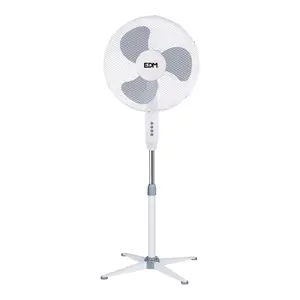 EDM EDM staande ventilator wit 45W Ø40cm verstelbaar 3 standen - ventilator met zwenkfunctie stille ventilator 60dB