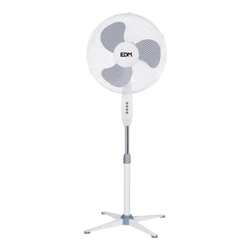 EDM EDM staande ventilator wit 45W Ø40cm verstelbaar 3 standen - ventilator met zwenkfunctie stille ventilator 60dB