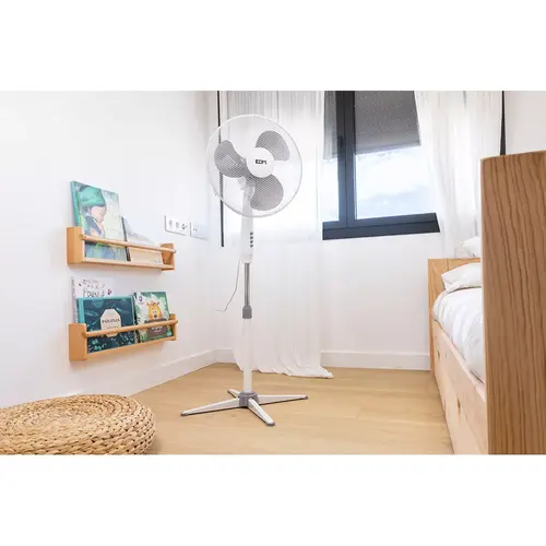 EDM EDM staande ventilator wit 45W Ø40cm verstelbaar 3 standen - ventilator met zwenkfunctie stille ventilator 60dB