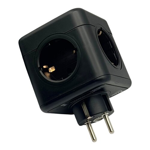 FBRIGHT FBright stekkerdoos 5-voudig zwart 16A, 5 stopcontacten Schuko 3680W - stekker verdeler splitter verlengdoos