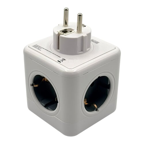FBRIGHT Fbright modulaire stekker 5 voudig schuko stopcontact, 16A 3680W wit - verdeelstekker stekkerblok zonder kabel 250V