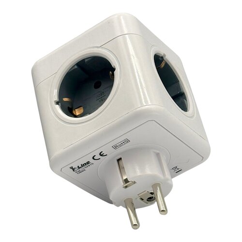 FBRIGHT Fbright modulaire stekker 5 voudig schuko stopcontact, 16A 3680W wit - verdeelstekker stekkerblok zonder kabel 250V