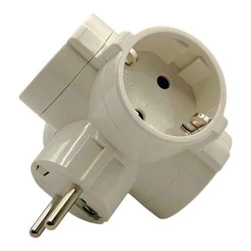 EDM EDM stekkerdoos 4-voudig wit 16A 250V, 2P+T zij ingang - verdeelstekker adapter stopcontact splitter