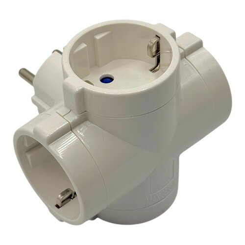EDM EDM stekkerdoos 4-voudig wit 16A 250V, 2P+T zij ingang - verdeelstekker adapter stopcontact splitter