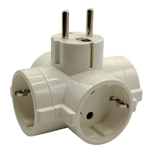 EDM EDM stekkerdoos 4-voudig wit 16A 250V, 2P+T zij ingang - verdeelstekker adapter stopcontact splitter
