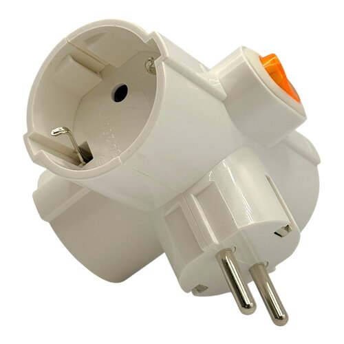 EDM EDM stekkerdoos 3-voudig met schakelaar, 16A 250V wit - verdeelstekker adapter geaard zij-ingang