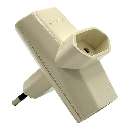 Merkloos BF drievoudige stekker 2-polig 10A 250V, gebroken wit - 3-voudige stekker splitter stopcontact stekkerblok compact