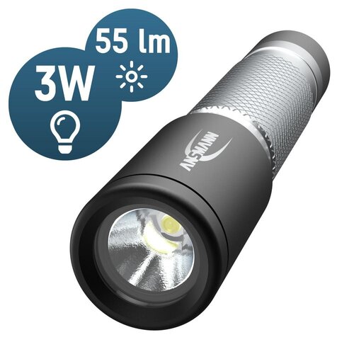 Ansmann LED zaklamp 50B 55 lumen AAA batterij, compacte zaklamp aluminium waterbestendig dagelijks gebruik