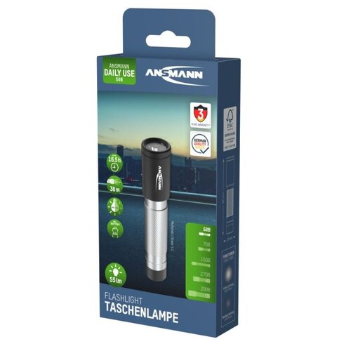Ansmann LED zaklamp 50B 55 lumen AAA batterij, compacte zaklamp aluminium waterbestendig dagelijks gebruik
