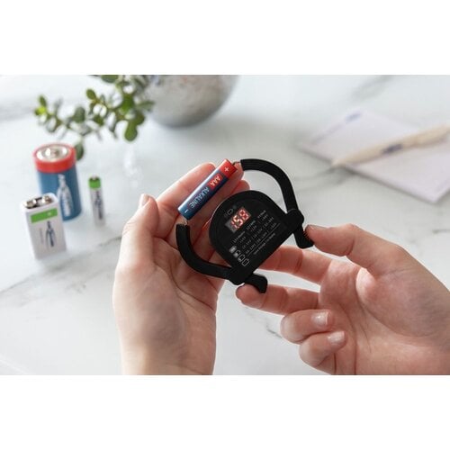 Ansmann Batterijtester universeel AAA AA C D 9V, digitale batterij test meter zonder batterij - batterij check tester compact zwart