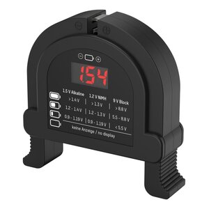 Ansmann Batterijtester universeel AAA AA C D 9V, digitale batterij test meter zonder batterij - batterij check tester compact zwart
