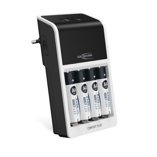 Ansmann Ansmann Comfort Plus batterijlader AA AAA 9V, snellader met 4x AA 2100mAh - NiMH oplader PERFECT 7 technologie