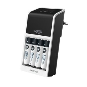 Ansmann Ansmann Comfort Plus batterijlader AA AAA 9V, snellader met 4x AA 2100mAh - NiMH oplader PERFECT 7 technologie