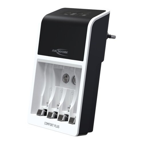 Ansmann Comfort Plus batterijlader AA AAA 9V snellader 4 slots - NiMH oplader met ontlaadfunctie PERFECT 7 technologie