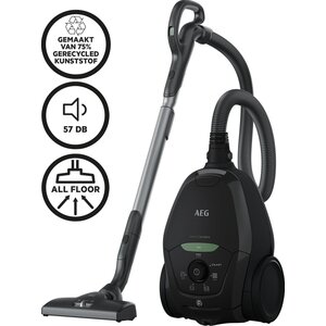 AEG AEG VX82-1-ECO stofzuiger met zak zwart, stil 57dB SmartMode Hepa13 - parketborstel krachtige stille stofzuiger