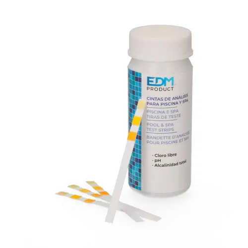 EDM Teststrips zwembad spa 3 in 1, chloor pH alkaliteit 50 stuks - water test strips zwembad spa tester