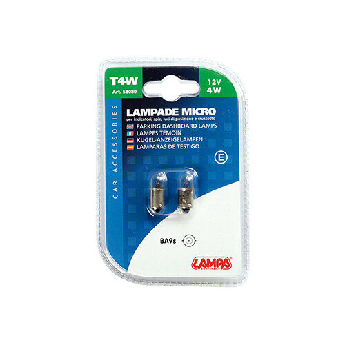 Lampa Lampa 12V micro lamp BA9S 4W T4W 2 stuks - auto dashboard lamp fitting BA9S