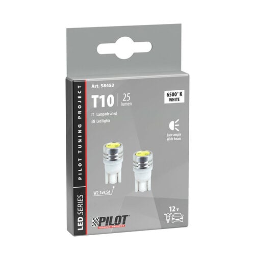 Pilot Lampa T10 LED lamp W2,1x9,5d 12V wit 6500K set 2 stuks - mega led super chips dashboard interieur verlichting