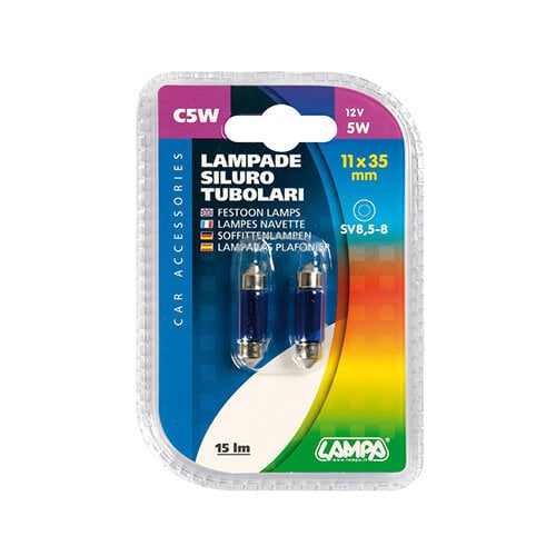 Lampa Buislamp C5W blauw 5W 12V 11x35mm SV8 5-8 set 2 stuks - interieur kenteken lamp autolamp