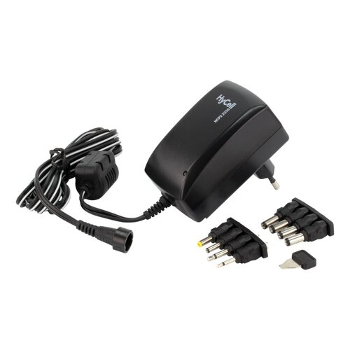 Ansmann HyCell universele netadapter 27W 2250mA instelbaar 3V 12V - voeding adapter met 8 stekkers HCPS2250V / 7,5V / 9V / 12V DC, inclusief 8-delige stekkerset.