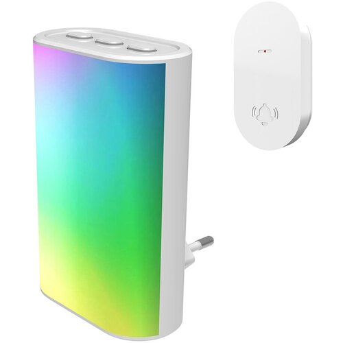 VB Extend Draadloze deurbelset plug-in ontvanger met LED, kinetische drukker wit - 32 melodieën 85dB IP65 deurbel