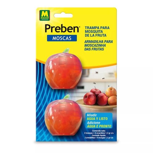 masso Massó fruitvliegenval set 2 vallen + 2 navullingen - insectenval voor keuken terras fruitvliegjes val met lokstof