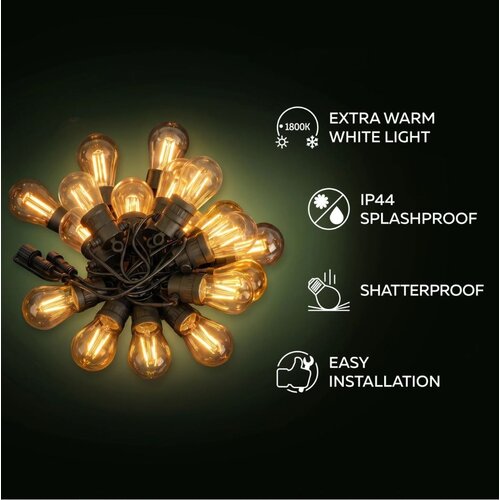Calex Calex lichtsnoer 10 meter warm wit, buitenverlichting IP44 - tuinverlichting prikkabel met 10 lampen