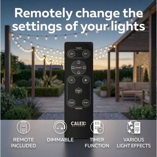 Calex Calex festoon lichtsnoer 30 meter 50 LED lampen IP54 - dimbare tuinverlichting lichtslinger buiten Calex Calex festoon lichtsnoer 30 meter 50 LED lampen IP54 - dimbare tuinverlichting lichtslinger buiten