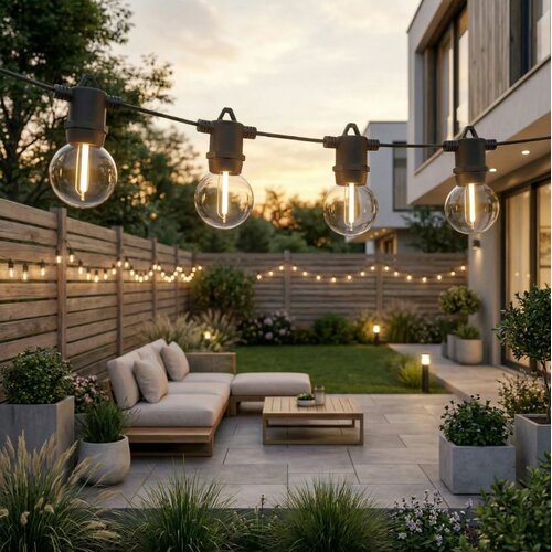 Calex Calex festoon lichtsnoer 30 meter 50 LED lampen IP54 - dimbare tuinverlichting lichtslinger buiten Calex Calex festoon lichtsnoer 30 meter 50 LED lampen IP54 - dimbare tuinverlichting lichtslinger buiten