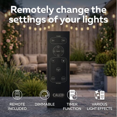 Calex Calex Vista lichtsnoer 10 meter XL lampen - buitenverlichting LED prikkabel met afstandsbediening Calex Calex Vista lichtsnoer 10 meter XL lampen - buitenverlichting LED prikkabel met afstandsbediening