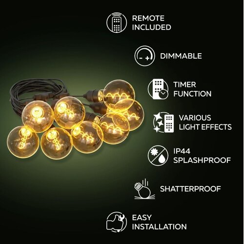 Calex Calex Vista lichtsnoer 10 meter XL lampen - buitenverlichting LED prikkabel met afstandsbediening Calex Calex Vista lichtsnoer 10 meter XL lampen - buitenverlichting LED prikkabel met afstandsbediening