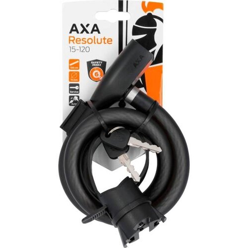 Axa AXA Resolute kabelslot Ø 15 mm 120 cm zwart - Inclusief framehouder en 2 sleutels Axa AXA Resolute kabelslot Ø 15 mm 120 cm zwart - Inclusief framehouder en 2 sleutels
