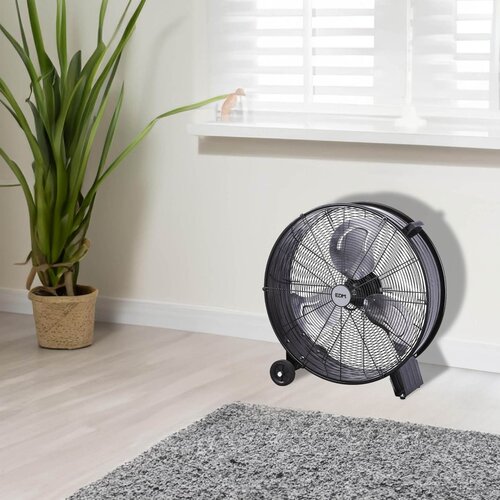 EDM EDM industriële vloerventilator Ø 65 cm 180W zwart met wielen 3 snelheden EDM EDM industriële vloerventilator Ø 65 cm 180W zwart met wielen 3 snelheden