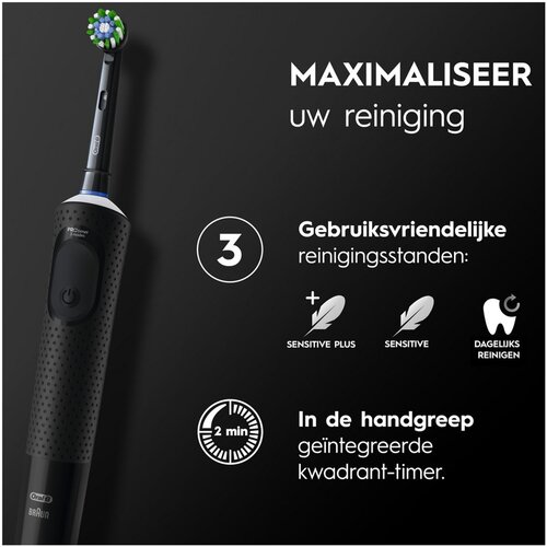 OralB Oral-B Vitality Pro Zwart Elektrische Tandenborstel - 3 Poetsstanden - 2 Minutentimer - Ontworpen door Braun OralB Oral-B Vitality Pro Zwart Elektrische Tandenborstel - 3 Poetsstanden - 2 Minutentimer - Ontworpen door Braun