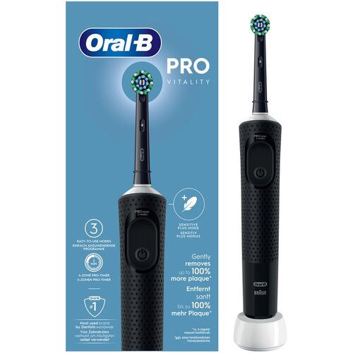 OralB Oral-B Vitality Pro Zwart Elektrische Tandenborstel - 3 Poetsstanden - 2 Minutentimer - Ontworpen door Braun OralB Oral-B Vitality Pro Zwart Elektrische Tandenborstel - 3 Poetsstanden - 2 Minutentimer - Ontworpen door Braun