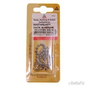 Deltafix Deltafix wastafelketting 26 cm messing verchroomd - Kogelketting voor wastafel, bad en plugstop - 1 stuk Deltafix Deltafix wastafelketting 26 cm messing verchroomd - Kogelketting voor wastafel, bad en plugstop - 1 stuk